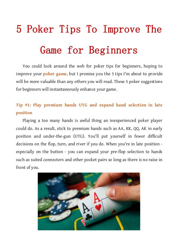 Online Poker Tips For Beginners